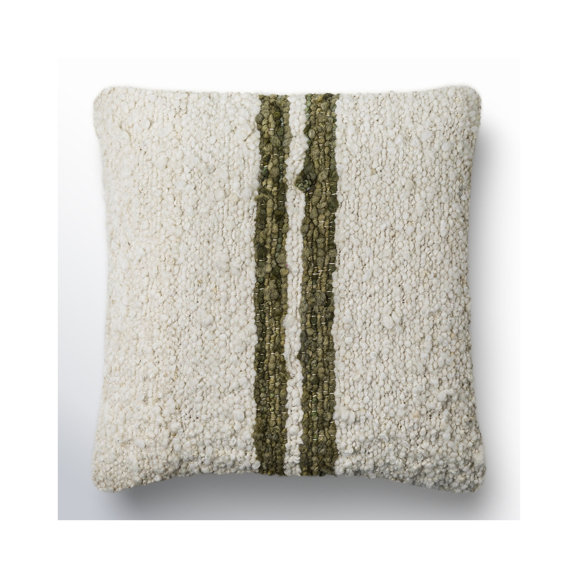 Alivia Striped Throw Pillow, Olive Green, 22" x 22", Polyester/Polyfill