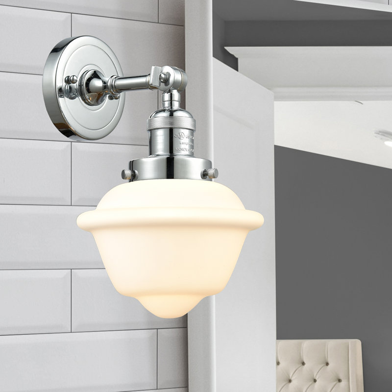 Applique murale de salle de bain 1 lumière à intensité variable Gaspard, Boîtier blanc mat, Chrome poli