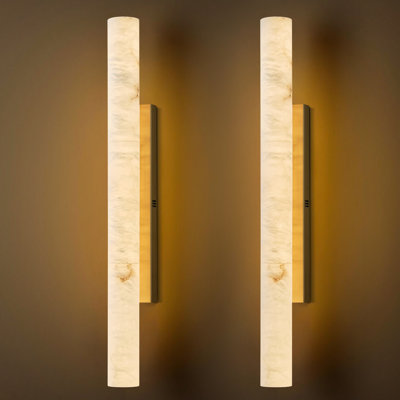 Applique murale 2 lumières pour salle de bain avec abat-jour albâtre Castilla