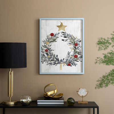 «Christmas Holiday Art», reproduction encadrée en bois massif