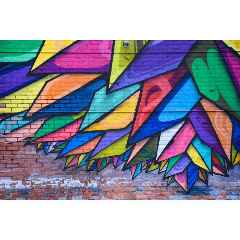 Papier peint géométrique Vibrant Graffi Street Paint, L 100 po x l 144 po
