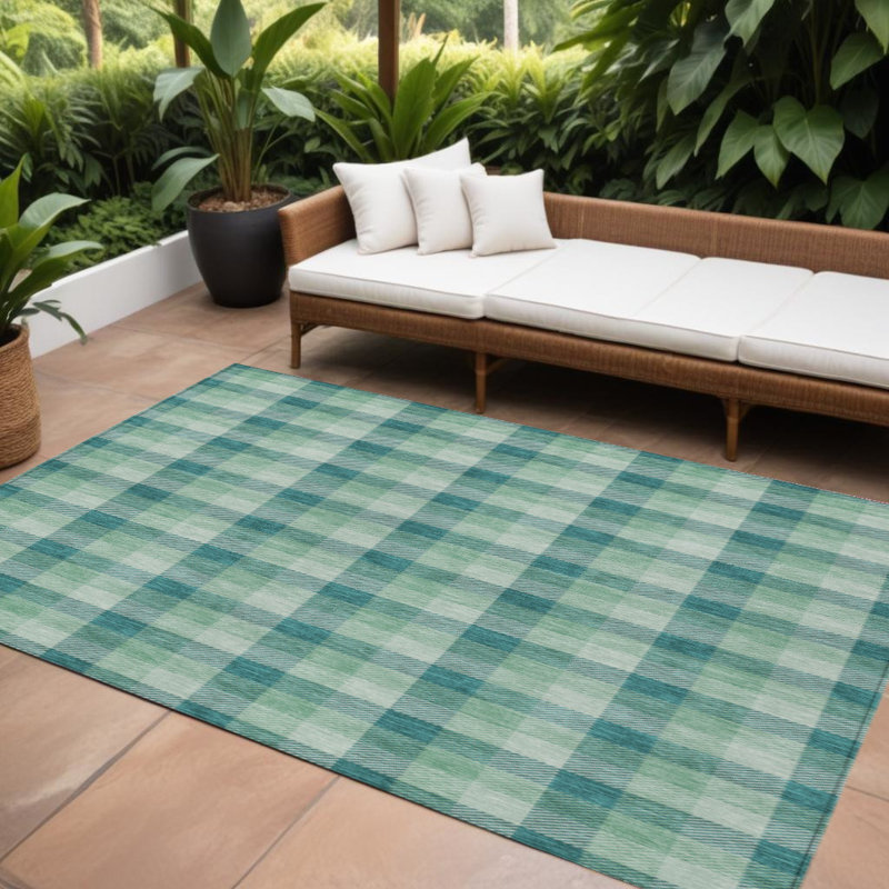 Tapis d'intérieur lavable écossais vert 9 'X 12'