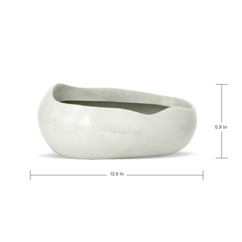 Dhruvin ECOBO Eco-Friendly Round Pot Planter, Rochas Indoor/Outdoor Four Season Use, Marbled White, 5.9" H x 12.6" W x 7.5" D
