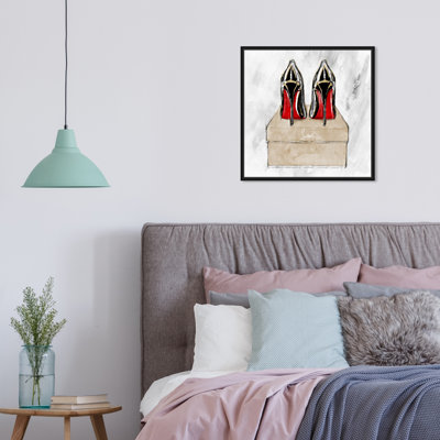 " Red Heels Red Shoes, Luxury High Heels Modern Black " Painting Print