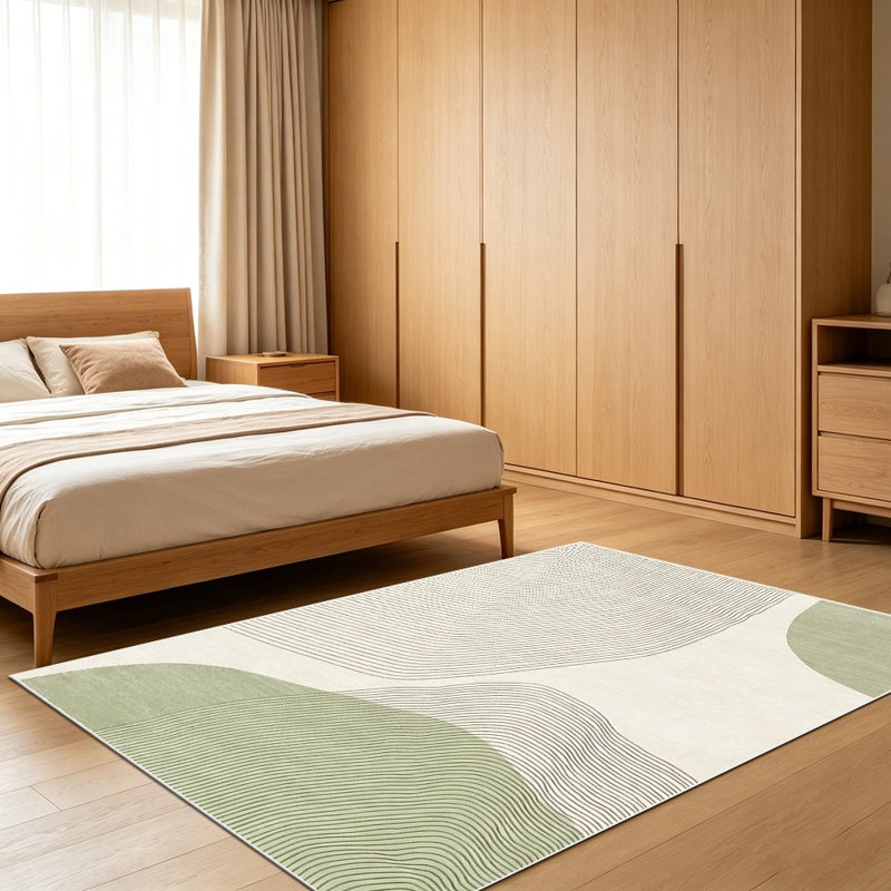 Wabi-sabi style abstract line carpet, living room floor mat, bedroom coffee table mat, washable and easy to maintain