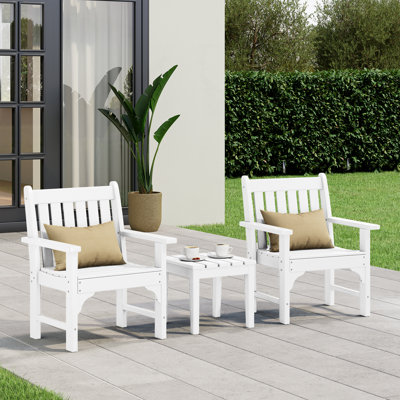 Laguna Poly 3-Piece Garden Arm Chair With Side Table