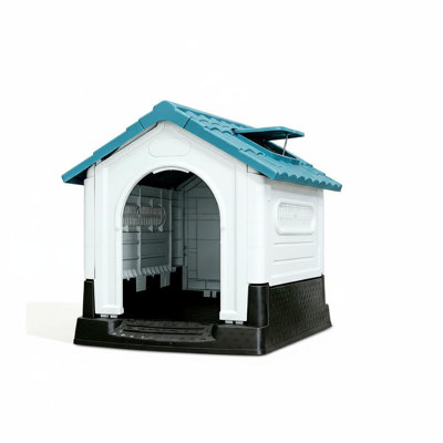 Large Weatherproof Plastic Dog Kennel with Adjustable Skylight – Elevated Waterproof Base, Air Vents, Collapsible Design, Easy Clean & Assembly