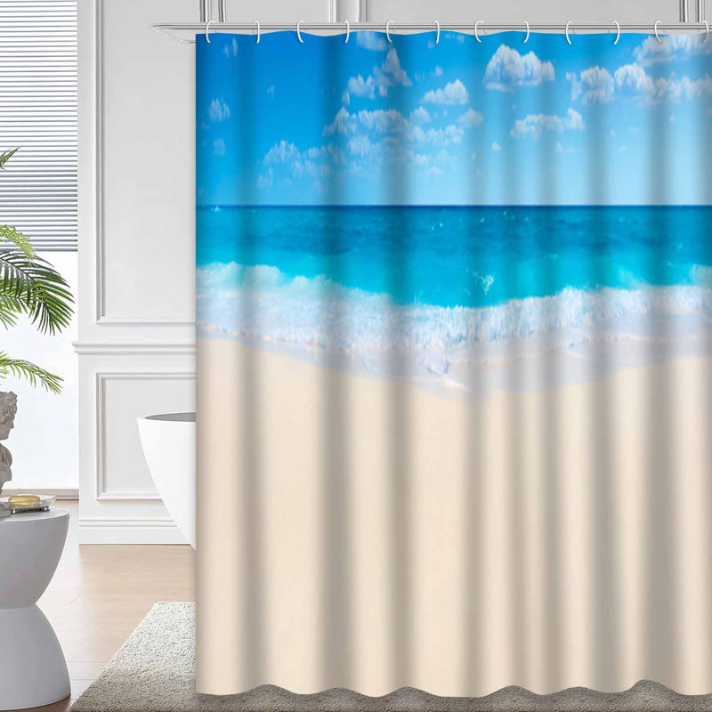 Rideau de douche à 12 crochets Summer Beach, L 72 po x l 72 po