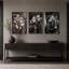 Couple de crânes mexicains en noir et blanc, ensemble de 3 toiles murales pour l'Halloween-1470384568