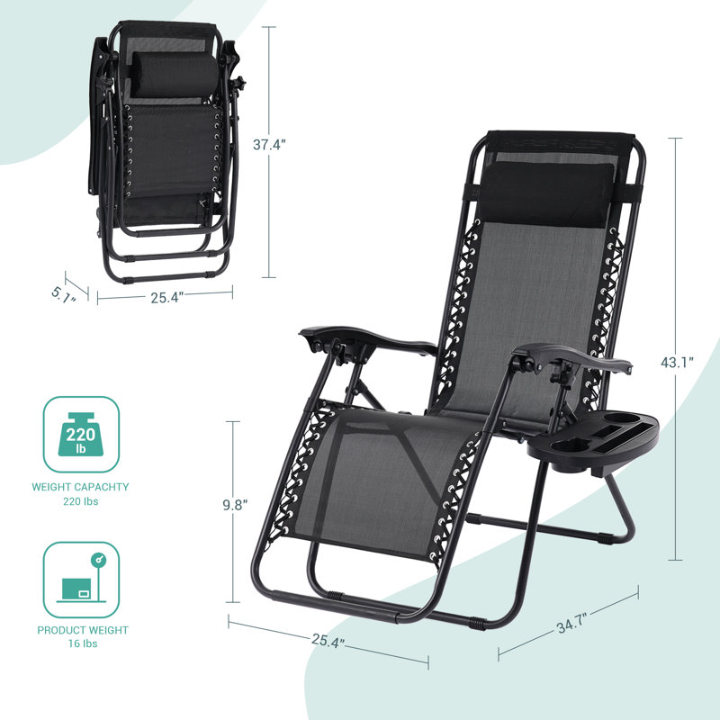 Daileen Folding Recliner Chair, Black