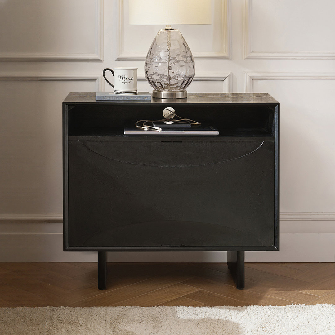 Myhanh 28"Tall 2-Swivel Drawer Nightstand with Built-In Ports and Compartmentalized Drawers Hokku Designs 