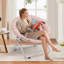 Chaise ronde ronde et pliante, chaise d'appoint rembourrée pour chambre de salon-928608572