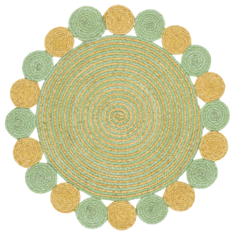 Tapis d'intérieur tressé à la main sans motif, Rond 6 pi 0 po x 6 pi 0 po