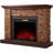 Feico Stackstone Electric Fireplace Mantel Package - Stacked Stone Design with Wood Shelf - 1,000 SQ FT