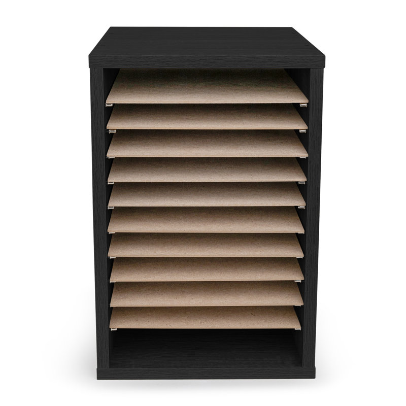 Black MDF 11-Compartment Adjustable Mailroom Organizer