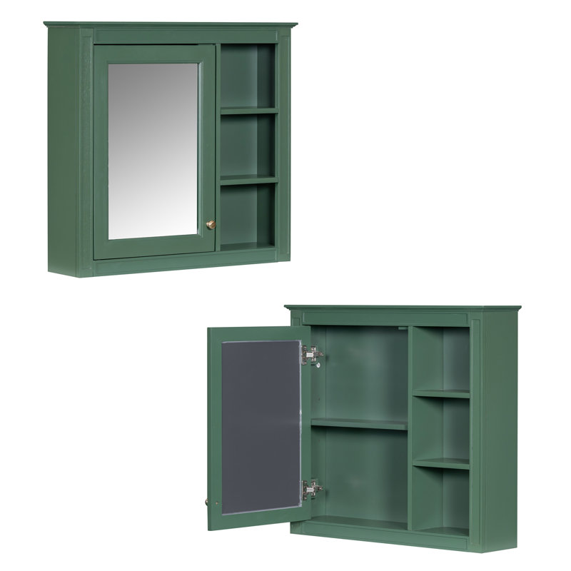 Élégante armoire murale de salle de bain avec miroir et 3 tablettes ouvertes - Armoire à pharmacie murale pour un rangement efficace dans la salle de bain