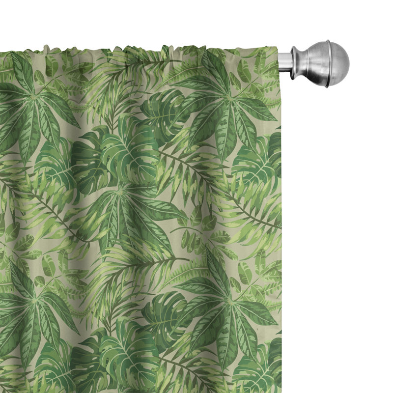 Rideaux à 4 panneaux Alcott Hill® Green Leaf, Jungle fraîche Aloha vert pomme / vert fougère, L 56 po x L 95 po