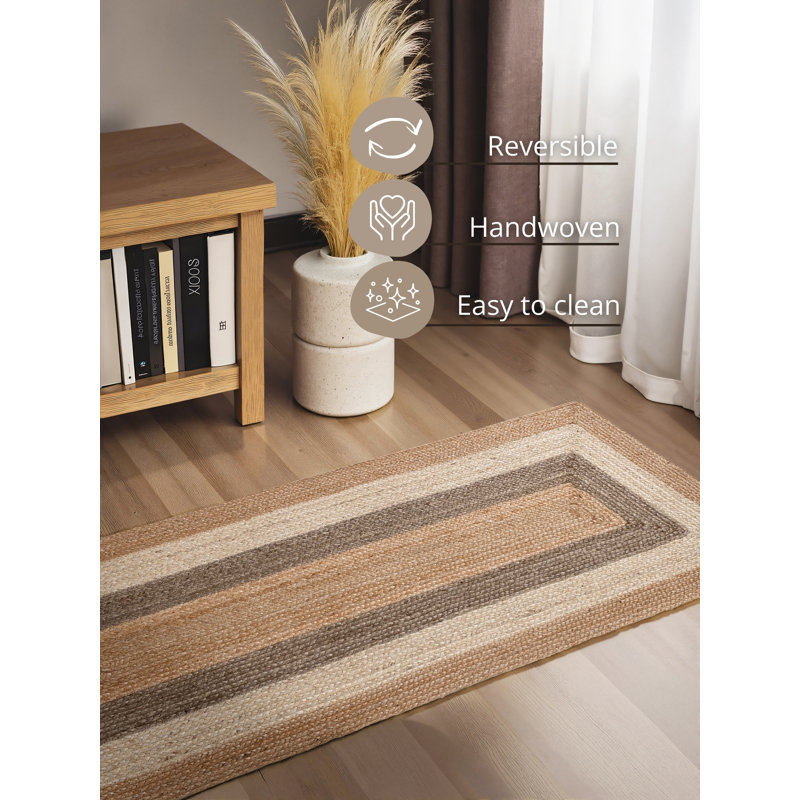 Hanse Home Juno Fusion - Jute Rug, Natural Rug for Living room, Bedroom, Diningroom, Runner 80 x 200 cm