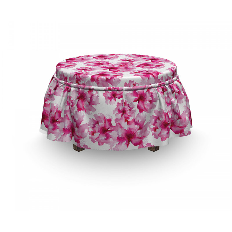 Ensemble de housse pour repose-pieds à coussins carrés pivoines abstract