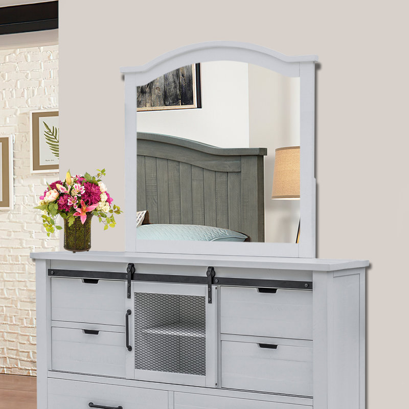 Epes Solid Wood Mirror, Vintage White