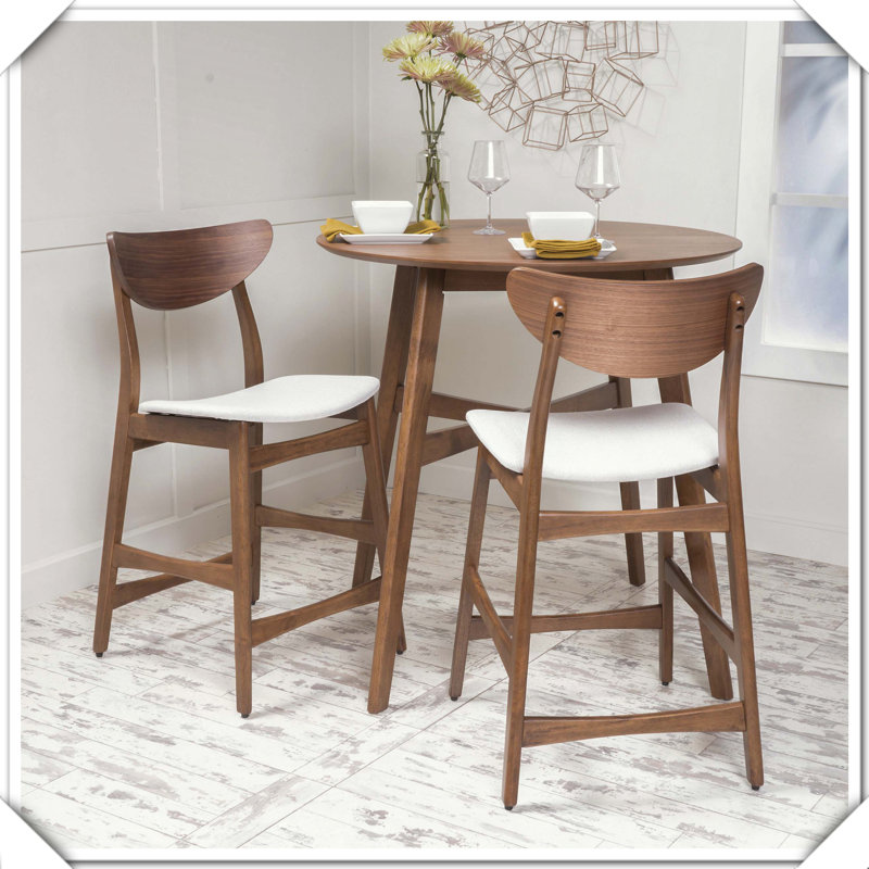Ensemble de 2 chaises à hauteur de comptoir Polyvalent, durable, pratique, robuste, confortable et élégant, Gris foncé, Noyer