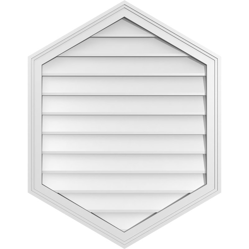 Vertical Peaked Surface Mount Signature Urethane Non-Functional Gable Vent 7/12 Pitch Primed Tan, 1.5" H x 28" W x 36" L