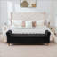 Banc de rangement rembourré 65,75 "avec double couvercle et accoudoirs roulés - noir