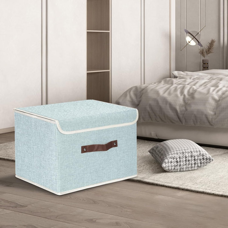 Brayden Studio Fabric Bin, Aqua Spring