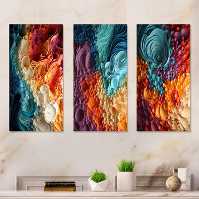 Rainbow Reverie Collages I - Abstract Collages Metal Wall Art Prints Set Of 3