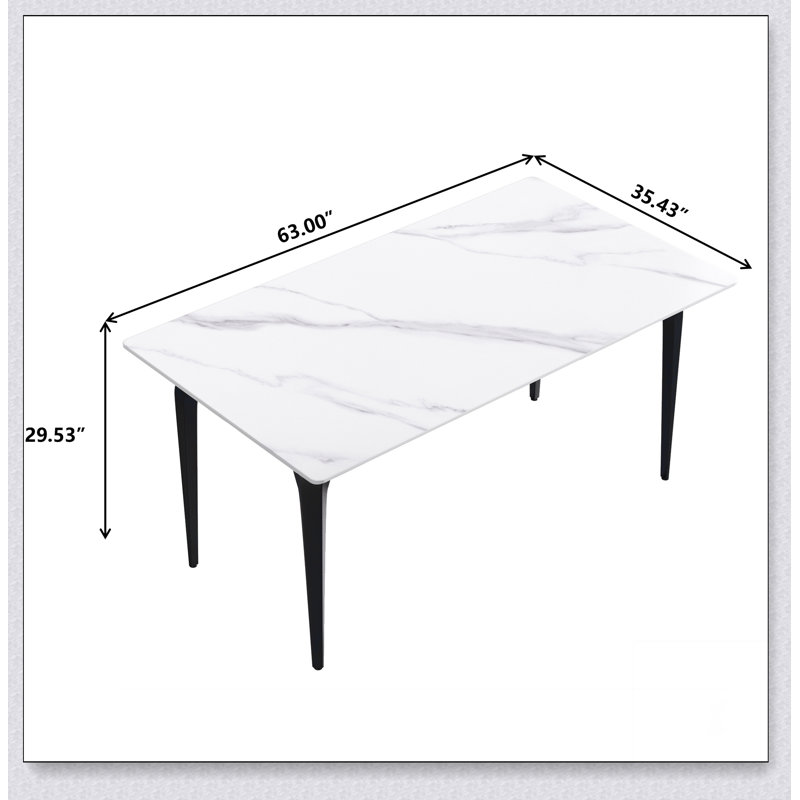 Table de salle à manger 70,87 po, H 29,53 po x L 63 po x l 35,43 po, Blanc