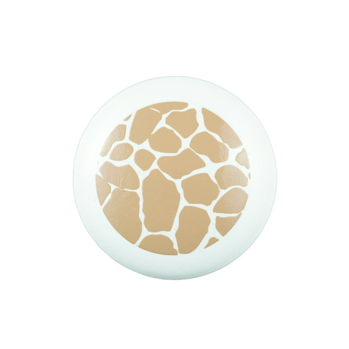 Hand Painted 1 1/2" White Giraffe Print Knob