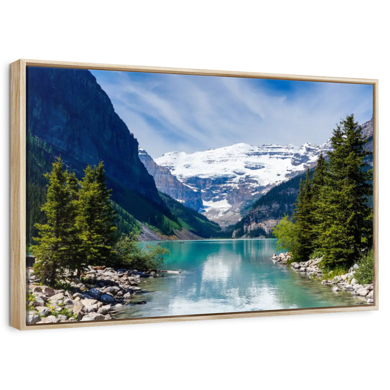 Splendide lac Louise, Cadre flottant en bois naturel, 31 po x 21 po