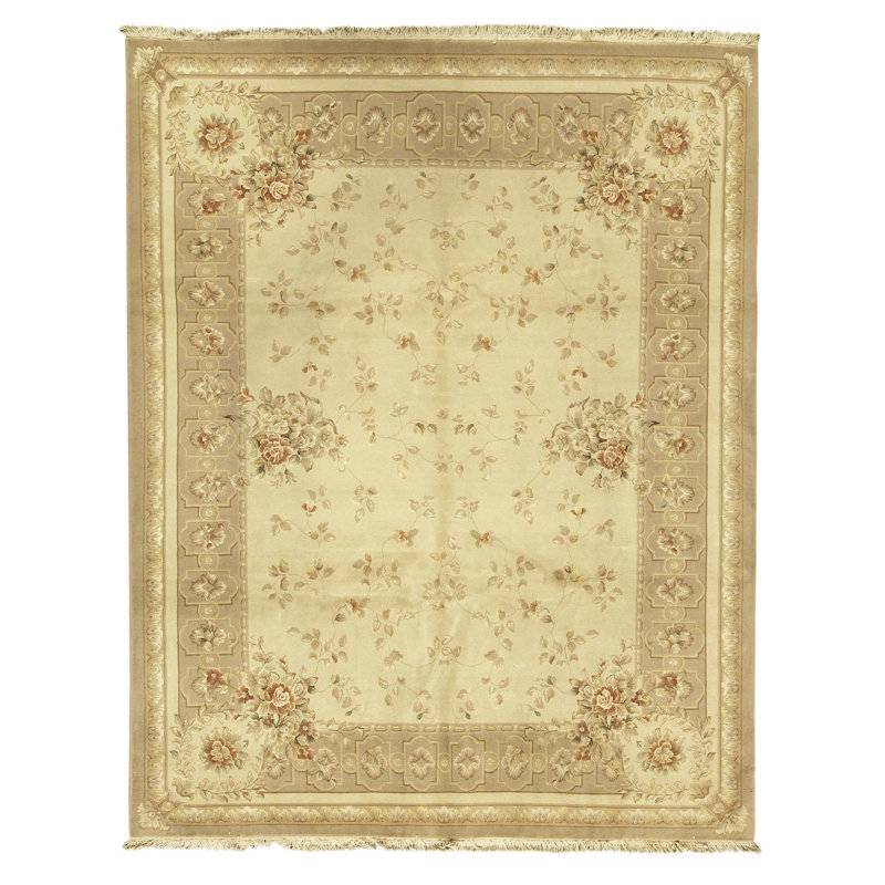 Tapis beige noué à la main de haute qualité