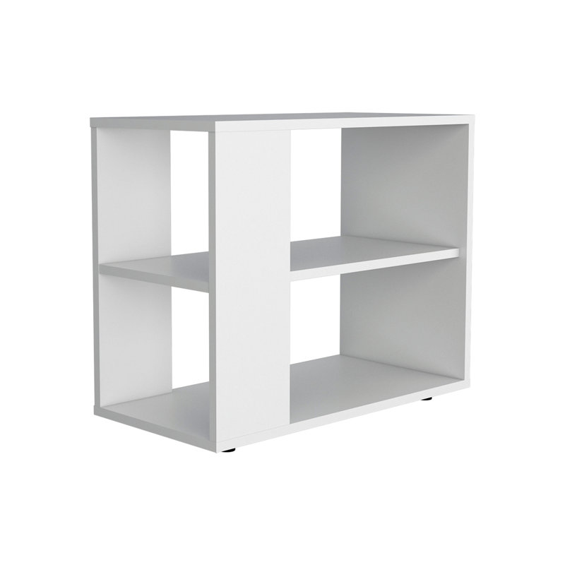 Rio Verde Side Table In Melamine With Open Storage, White