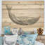 Baleine bleue, aquarelle peinte à la main - Impression nautique et côtière sur bois de pin naturel-37111944