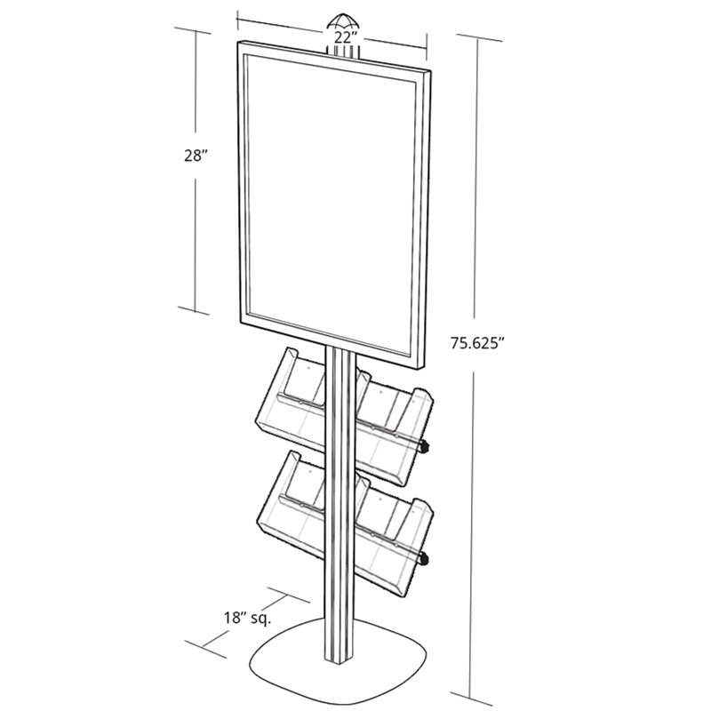 Silver Metal and Acrylic Brochure Display Kit with Flat Base