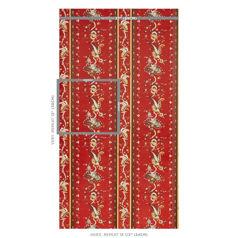 Elena Paisley Stripe Wallpaper, Pompeii