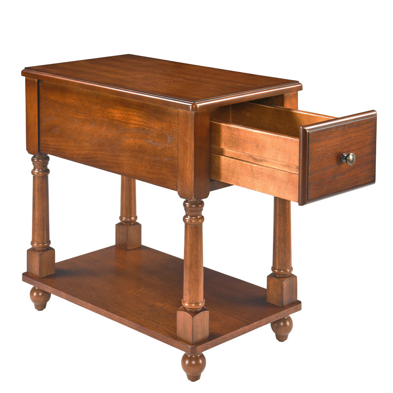 Table de bout moderne en bois avec tiroir et étagère de rangement Montevideo, table d'appoint rectangulaire en placage pour salon, chambre à coucher et petits espaces
