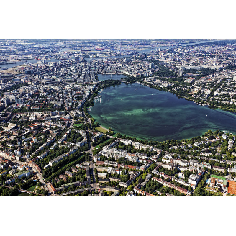Hamburg With Alster Lake - Wrapped Canvas Print, 30cm H x 46cm W x 3.8cm D