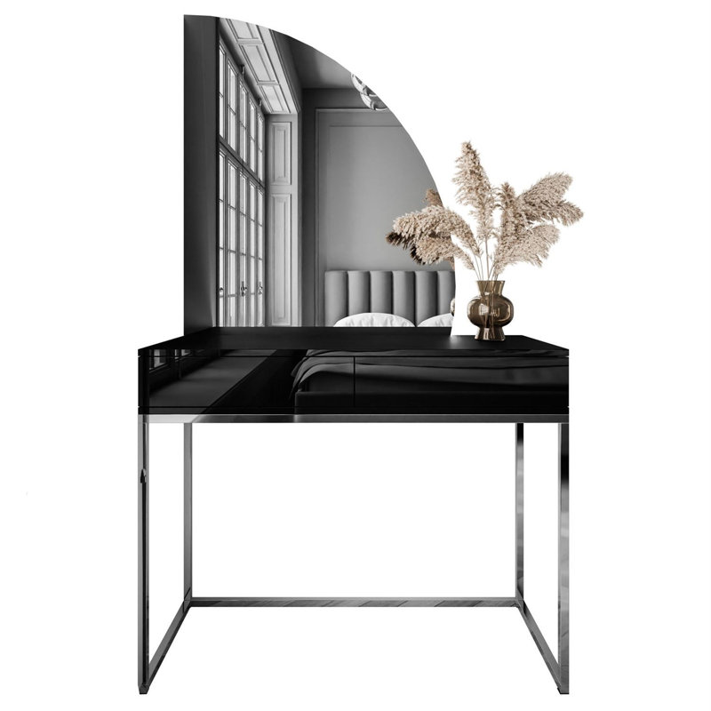 Dressing Table with Mirror, Black