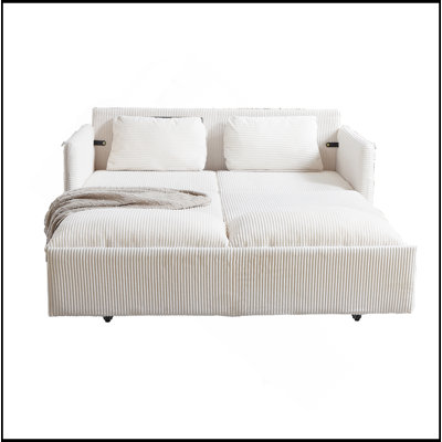 ' 64.5 Inch Sleeper Sofa Bed  3-In-1 Adjustable Sleeper With Pullout Bed   2 Pillows And Side Pockets  Soft Corduroy Convertible Sleeper Sofa Bed For Living Room Bedroom Apartment Office