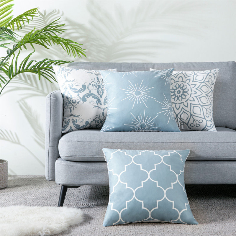 Teade Square Pillow Cover, Gray Blue