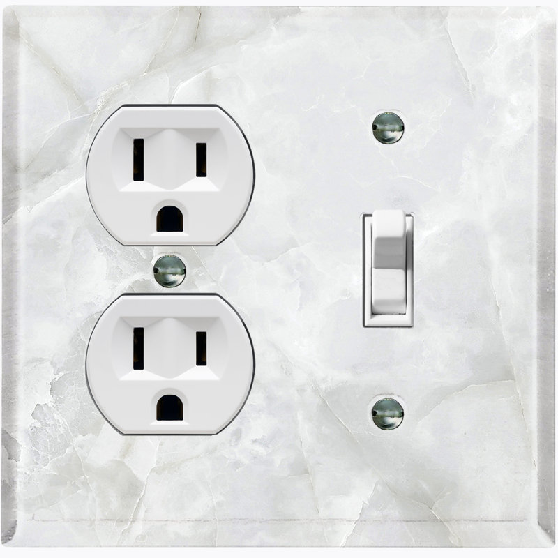 Patterned 2 - Gang Standard Combination Wall Plate, Gray/White