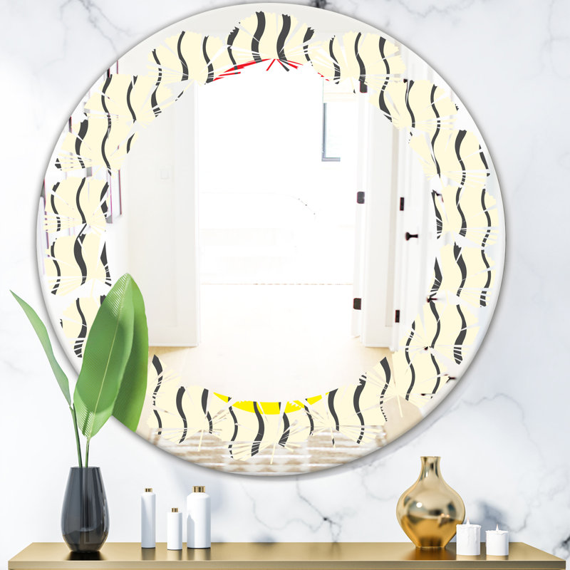 Miroir mural feuilles, H 23,6 po x l 23,6 po, Feuilles ondulées