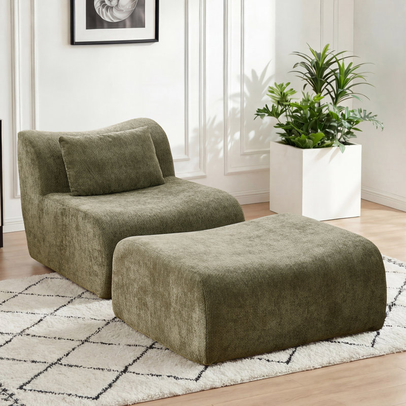 Ensemble de fauteuil d'appoint et repose-pieds Wiliams, Vert