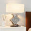 Lampe de table moderne en diamant écrasé avec base en miroir et abat-jour en lin, lampe de chevet rectangulaire à 3 voies à intensité variable pour la chambre à coucher, le salon et l'éclairage de bureau