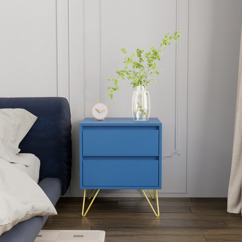 Almaas 45cm W Bedside Table, Navy