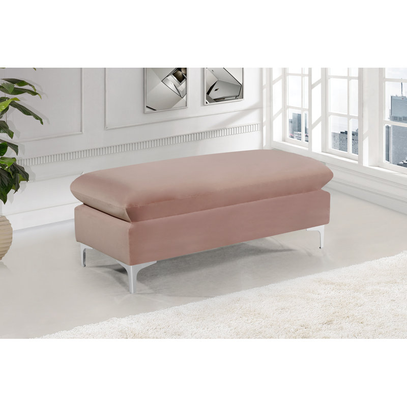 Naomi 48" Wide Velvet Rectangle Standard Ottoman, Pink Velvet
