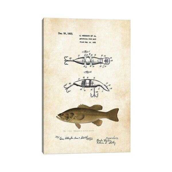 Vintage Fishing Tackle Catalog Art Print Bass Lures Hunting Cabin Wall Decor
