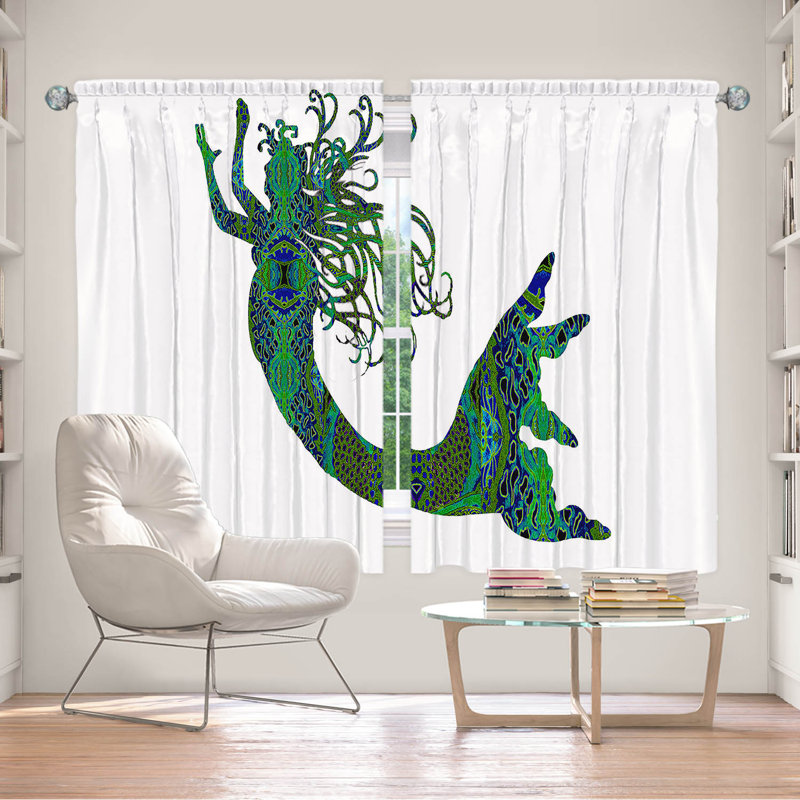Paire de rideaux obscurcissant en polyester Rossy, L 40 po x L 52 po, Vert et bleu